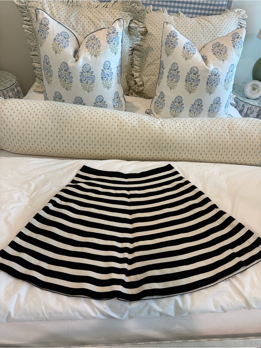 Polo by Ralph Lauren Black and White Striped Skater Skirt